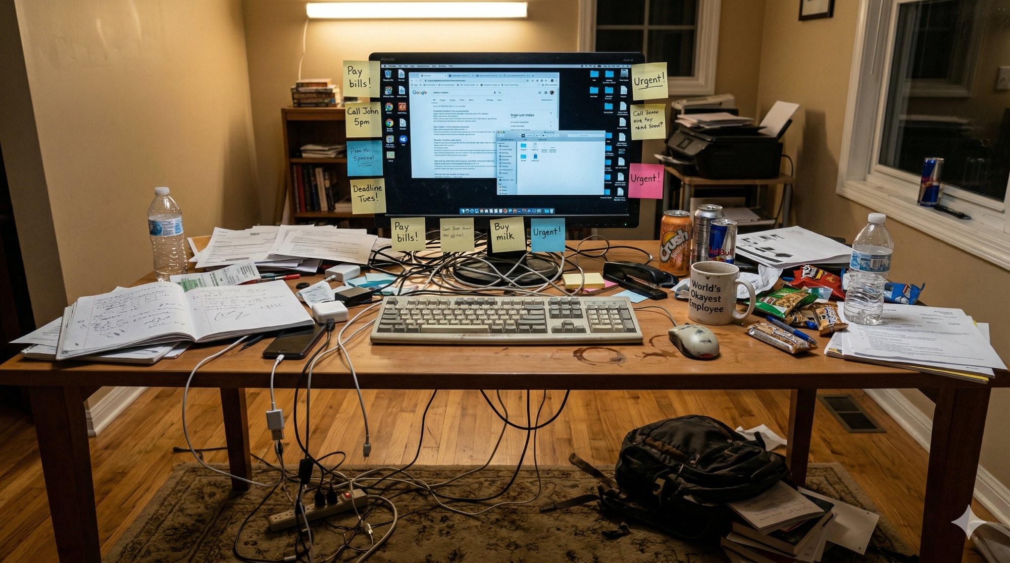 Before - Messy desk